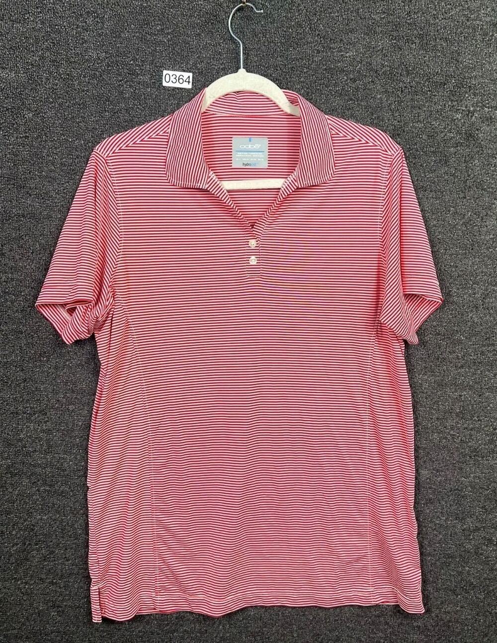Oobe Golf Polo Shirt Mens Size L Red Striped  Short Sleeve Collared